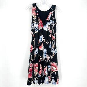 White House Black Market Floral Fit & Flare Sleeveless Dress Size 4 Multicolor